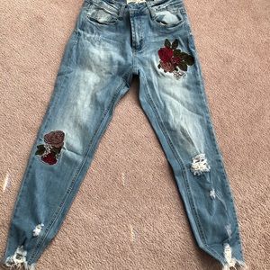 Jeans With Floral Patches